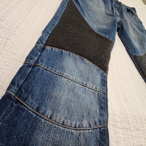 Grindhouse Denim Moto Jeans Men's 38x34 Double Padded Knee Whiskered EUC Cycling - Picture 4 of 16